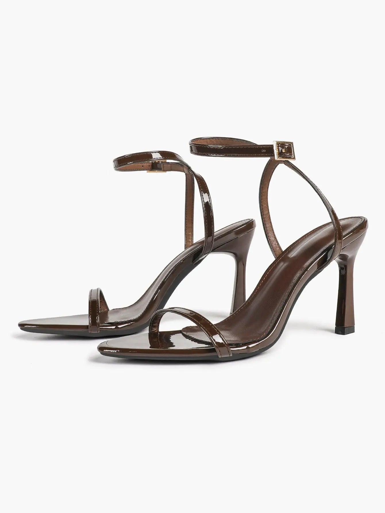 Women Pointed Peep Toe Strappy Heels Ankle Strap Stiletto Kitten Wedding Bridal Party Dress Shoes YISHIFAN