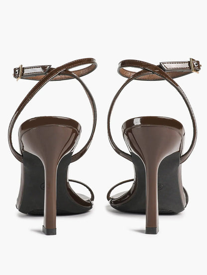 Women Pointed Peep Toe Strappy Heels Ankle Strap Stiletto Kitten Wedding Bridal Party Dress Shoes YISHIFAN