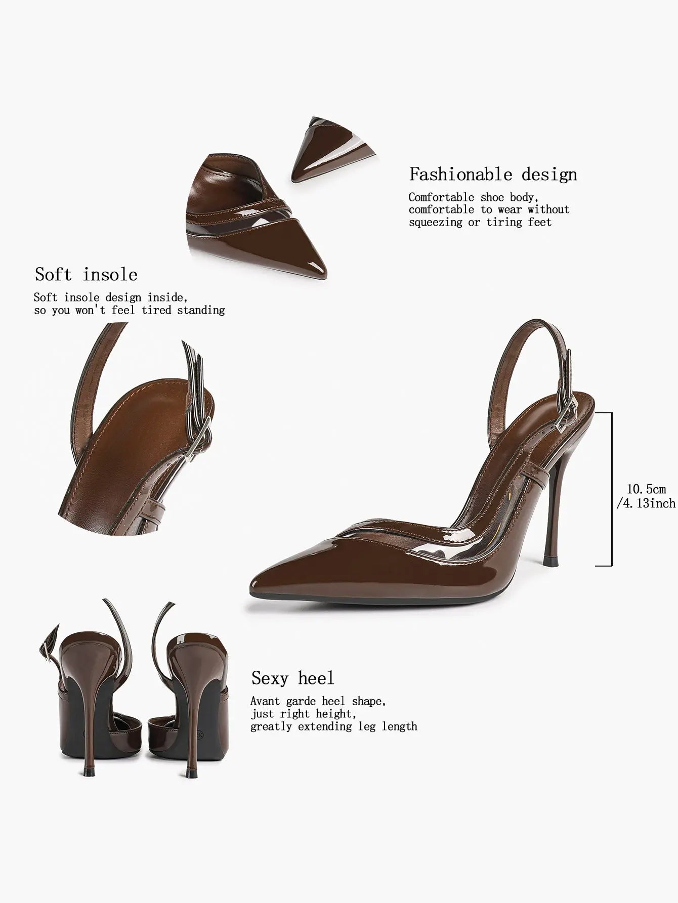 Closed Toe Slingback Heels Women Pumps Strappy Pointed Toe Stiletto Heels for Women Wedding Party Dress Shoes YISHIFAN