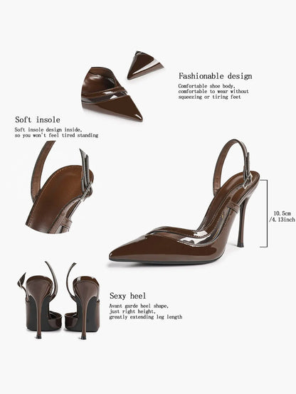 Closed Toe Slingback Heels Women Pumps Strappy Pointed Toe Stiletto Heels for Women Wedding Party Dress Shoes YISHIFAN