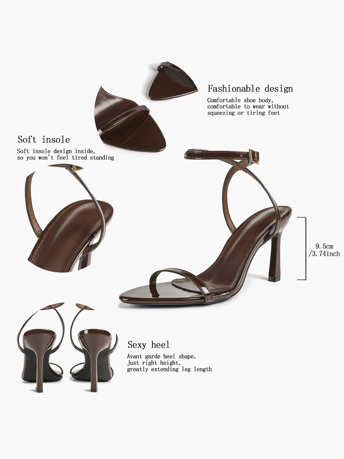 Women Pointed Peep Toe Strappy Heels Ankle Strap Stiletto Kitten Wedding Bridal Party Dress Shoes YISHIFAN