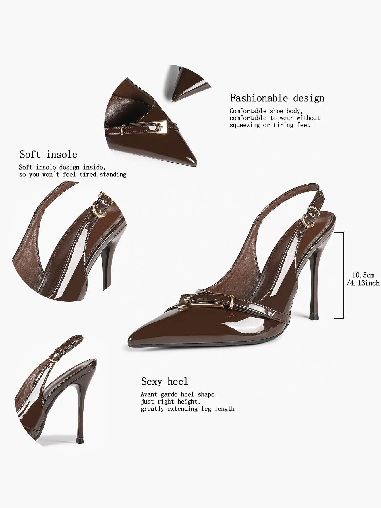 Chocolate-Brown Sculptural Stilettos: Gold-Chain Accents & Cloud-Like Soft Insole for Leg-Lengthening Glamour YISHIFAN