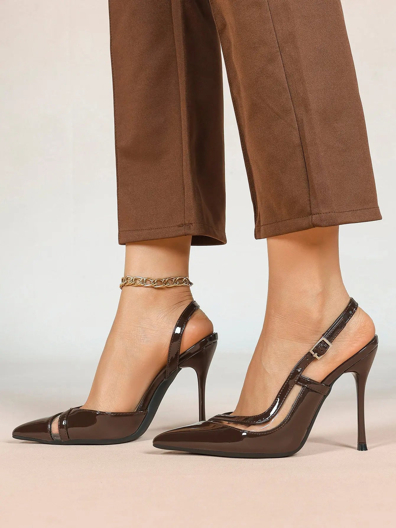 Closed Toe Slingback Heels Women Pumps Strappy Pointed Toe Stiletto Heels for Women Wedding Party Dress Shoes YISHIFAN