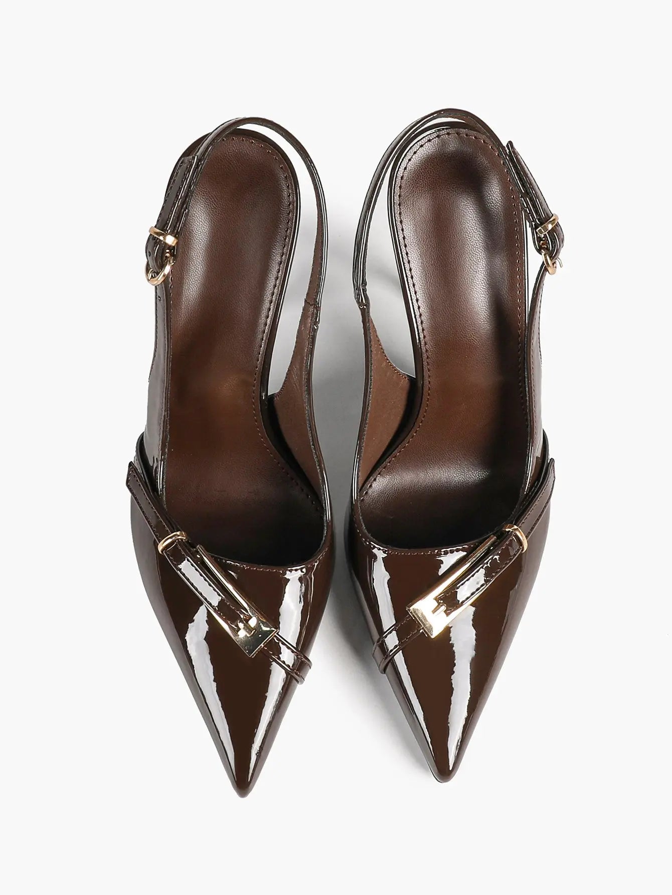 Chocolate-Brown Sculptural Stilettos: Gold-Chain Accents & Cloud-Like Soft Insole for Leg-Lengthening Glamour YISHIFAN