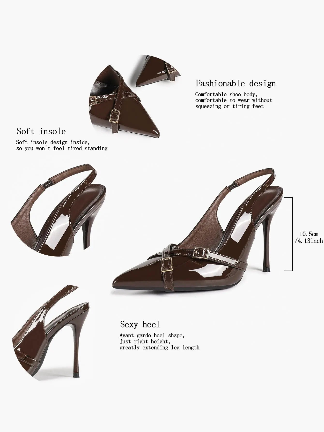 Women's Slingback Closed Pointed Toe Stiletto Wedding Work Comfortable Dress Shoes YISHIFAN