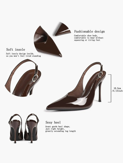 Women Closed Toe Slingback Heels Strappy Pointed Toe Stiletto Heels for Women Wedding Party Office Dress Shoes YISHIFAN