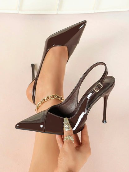 Vintage Luxe Reimagined: Deep Green Pointed Slingbacks with Croc Texture & All-Day Soft Insole YISHIFAN