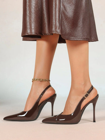 Vintage Luxe Reimagined: Deep Green Pointed Slingbacks with Croc Texture & All-Day Soft Insole YISHIFAN