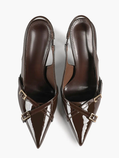 Women's Slingback Closed Pointed Toe Stiletto Wedding Work Comfortable Dress Shoes YISHIFAN