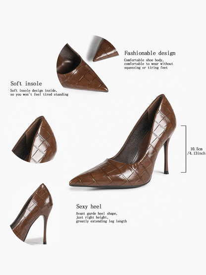 Women's Stiletto Heels Closed Sharp Pointed Toe Classic Wedding Party Dress Pump Shoes YISHIFAN