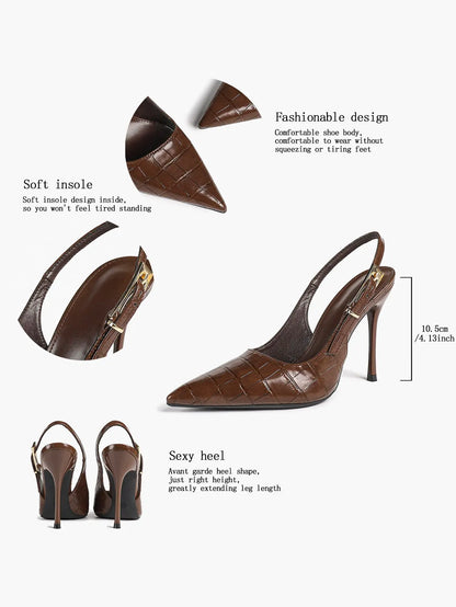Women's Green Stone High-Heel Sandals Pointed Toe Slingback Stiletto Heels Wedding Party Evening Dress Shoes YISHIFAN