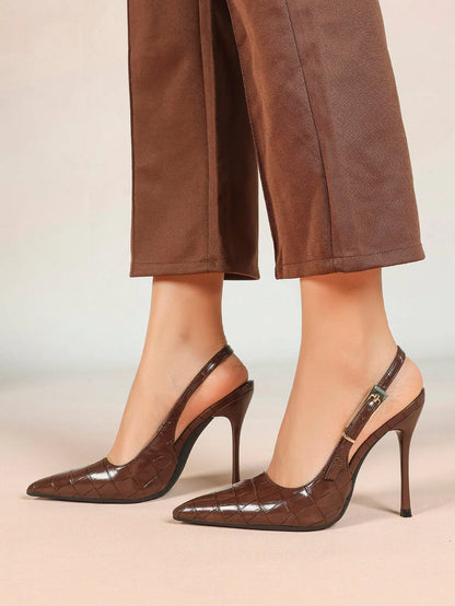 Women's Green Stone High-Heel Sandals Pointed Toe Slingback Stiletto Heels Wedding Party Evening Dress Shoes YISHIFAN