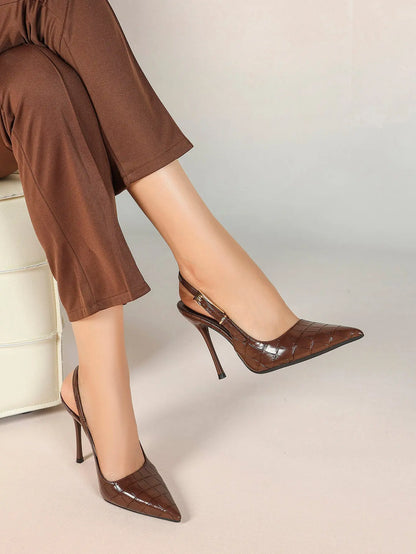 Women's Green Stone High-Heel Sandals Pointed Toe Slingback Stiletto Heels Wedding Party Evening Dress Shoes YISHIFAN