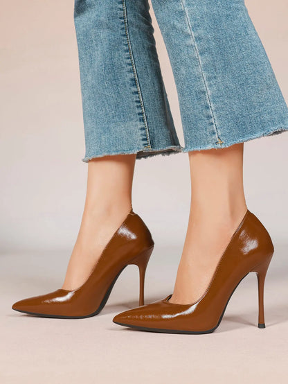 Women's Closed Pointed Toe Classic Stiletto Heels for Wedding Party Evening Dress Shoes YISHIFAN