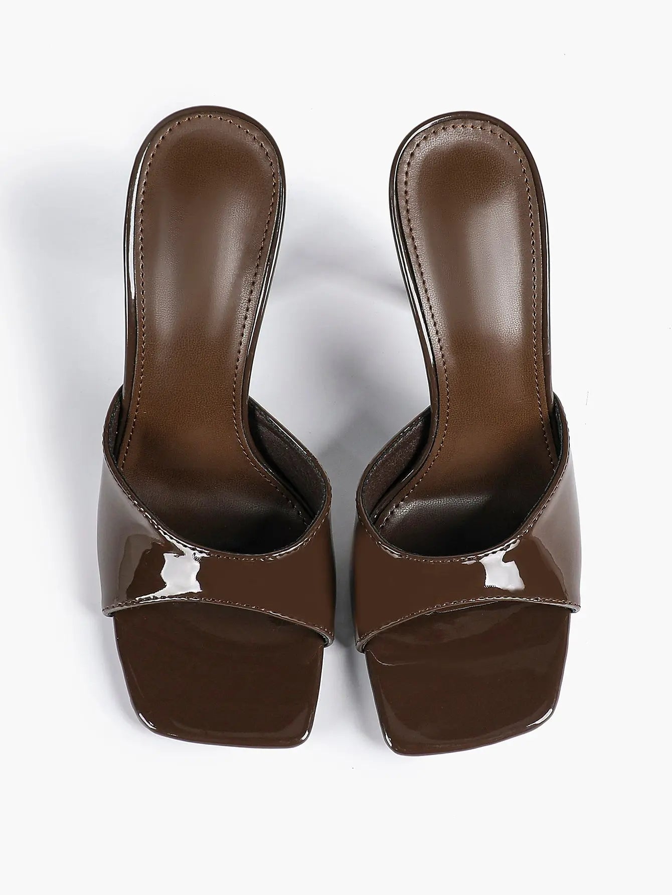 Women's Kitten Heels for Square Toe Open Toe Backless Mule Heels Stiletto Sandals 4.13 Inch YISHIFAN