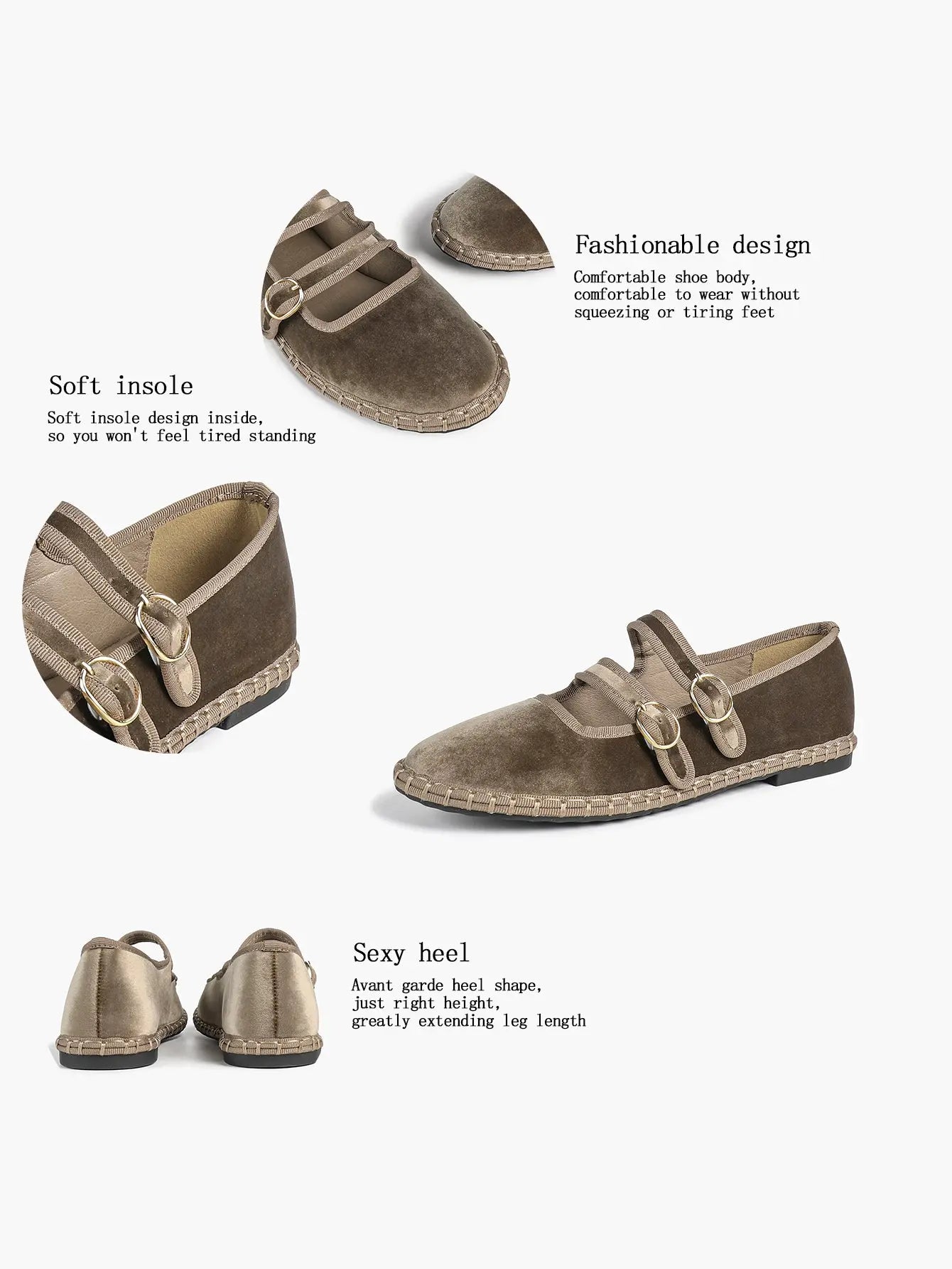 Women's Pink Suede Ballet Flats with Double Gold Buckle Cloud Comfort Insole for Casual Chic Everyday Shoes YISHIFAN