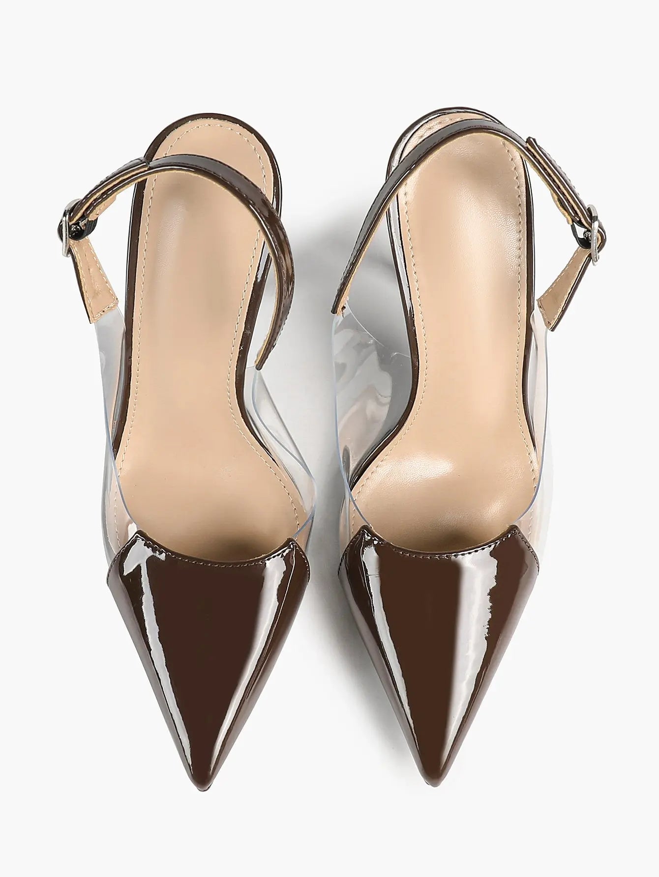 Women's Closed Pointed Toe Transparents Edge Stiletto Heel for Party Formal Dress Shoes YISHIFAN