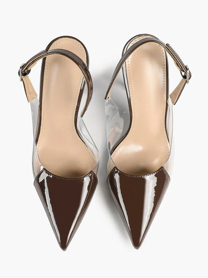 Women's Closed Pointed Toe Transparents Edge Stiletto Heel for Party Formal Dress Shoes YISHIFAN