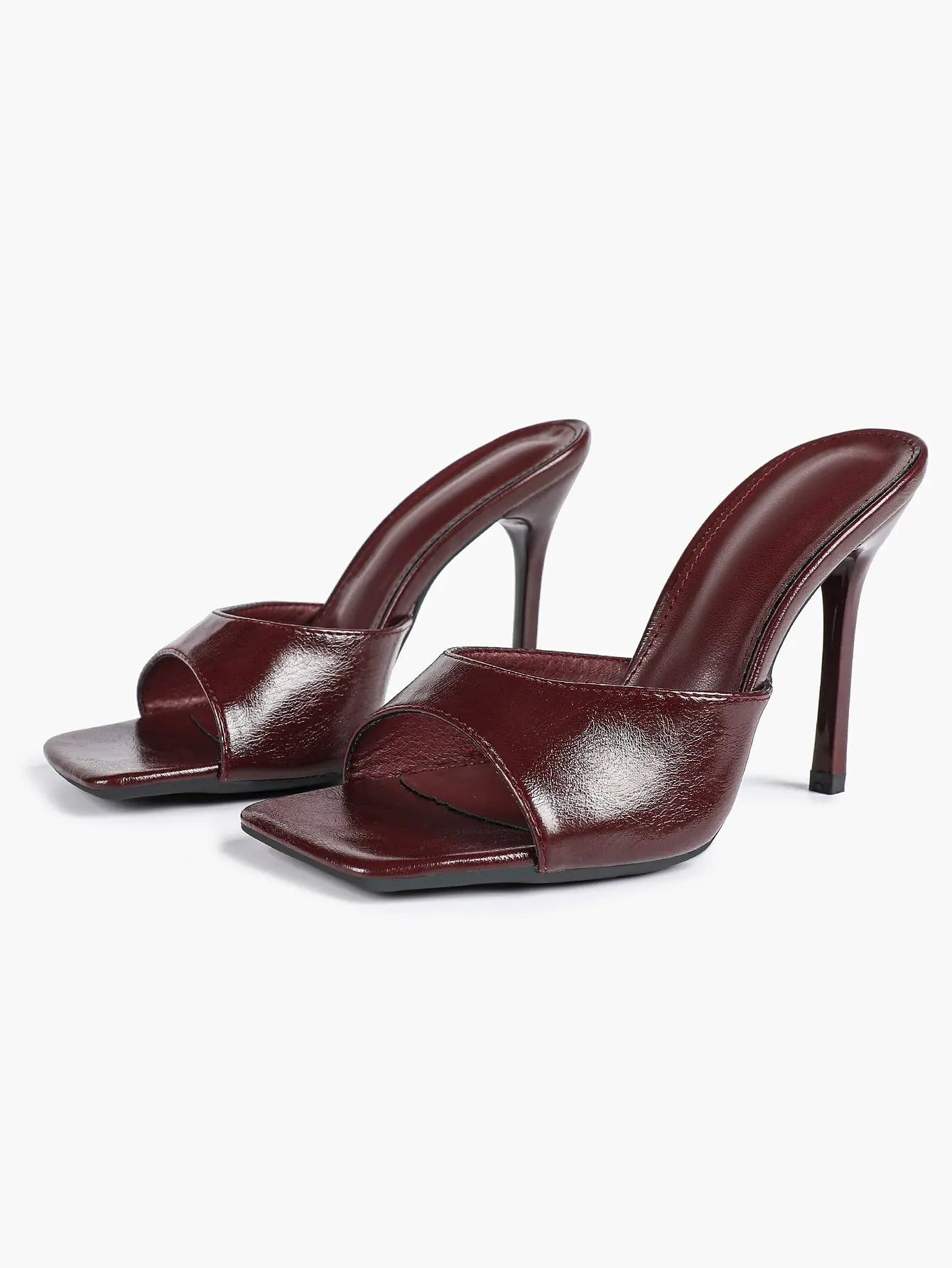 Women's Kitten Heels for Square Toe Open Toe Backless Mule Heels Stiletto Sandals 4.13 Inch YISHIFAN