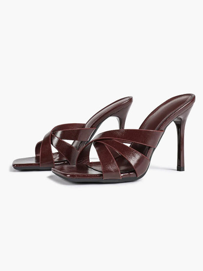 Women's Heeled Open Toe Sandals Square Toe Shoes Dress Wedding Office Shoes YISHIFAN