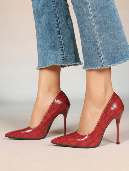 Women's Closed Pointed Toe Classic Stiletto Heels for Wedding Party Evening Dress Shoes YISHIFAN