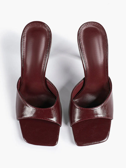 Women's Kitten Heels for Square Toe Open Toe Backless Mule Heels Stiletto Sandals 4.13 Inch YISHIFAN