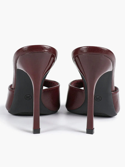 Women's Kitten Heels for Square Toe Open Toe Backless Mule Heels Stiletto Sandals 4.13 Inch YISHIFAN