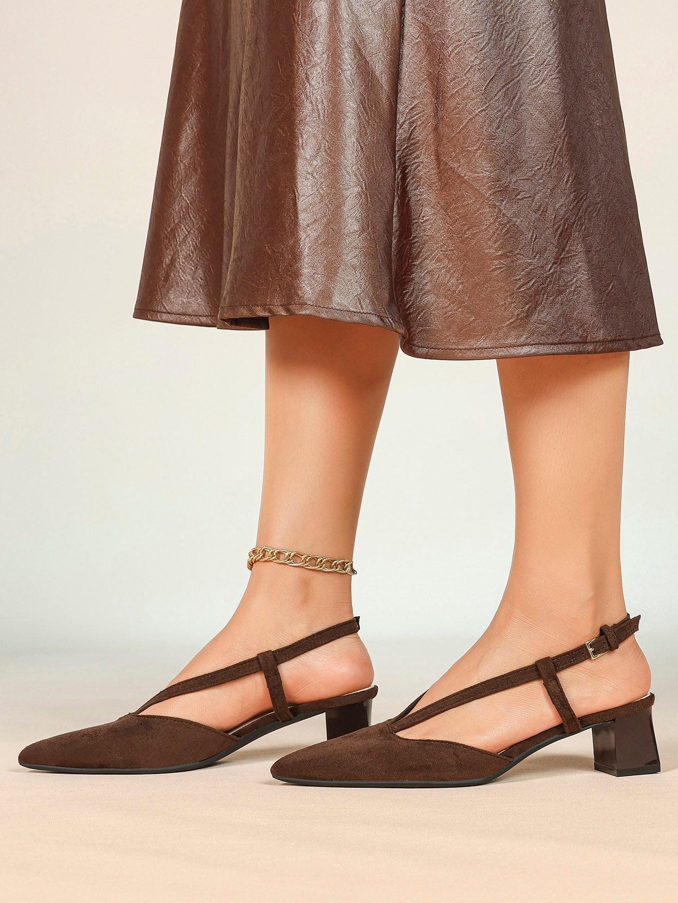 Red Patent Double-Strap Slingback Pumps with Comfortable Block Heel