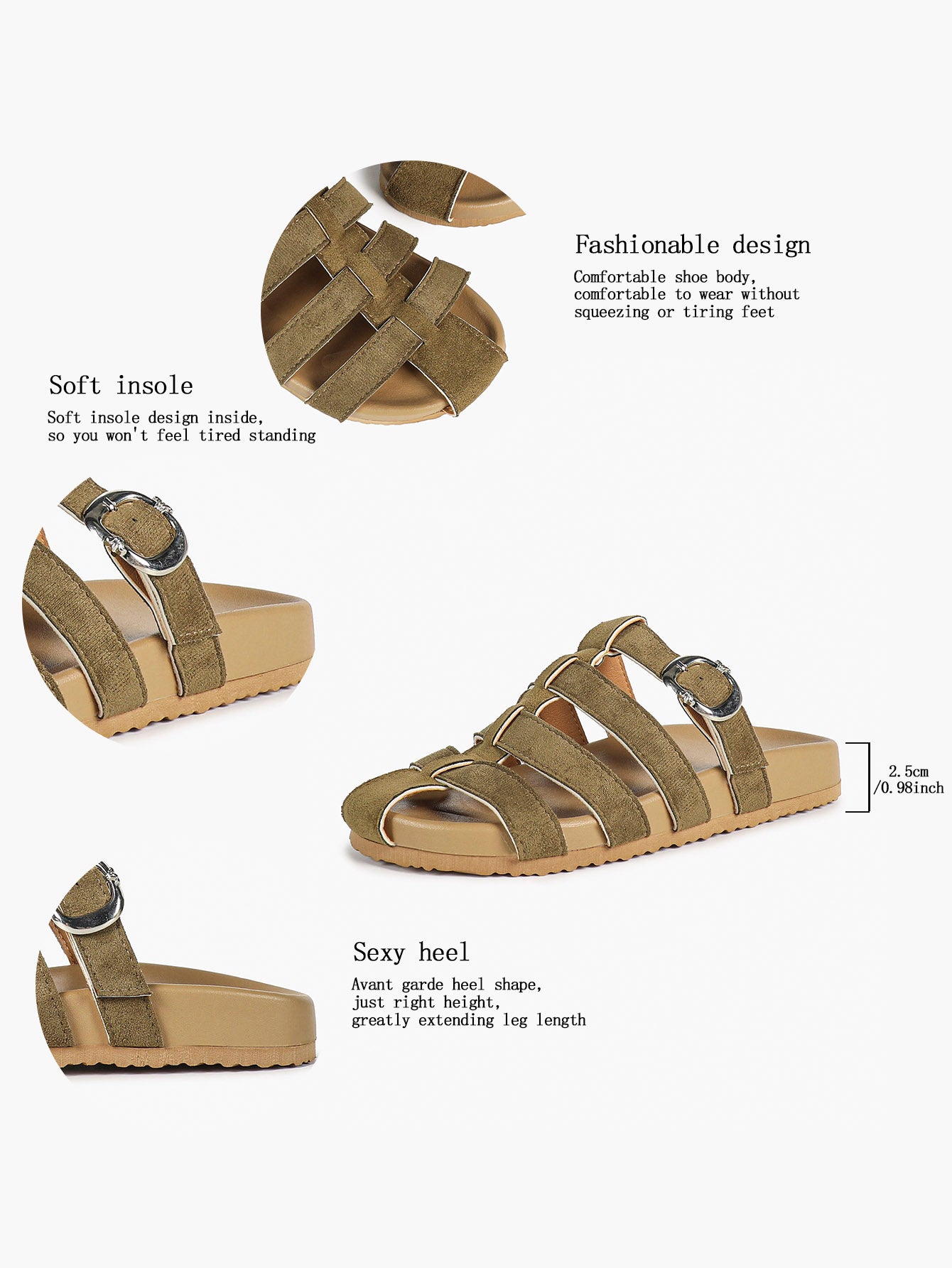 Camel Suede Woven Cage Slides with Silver-Tone Buckle Detail