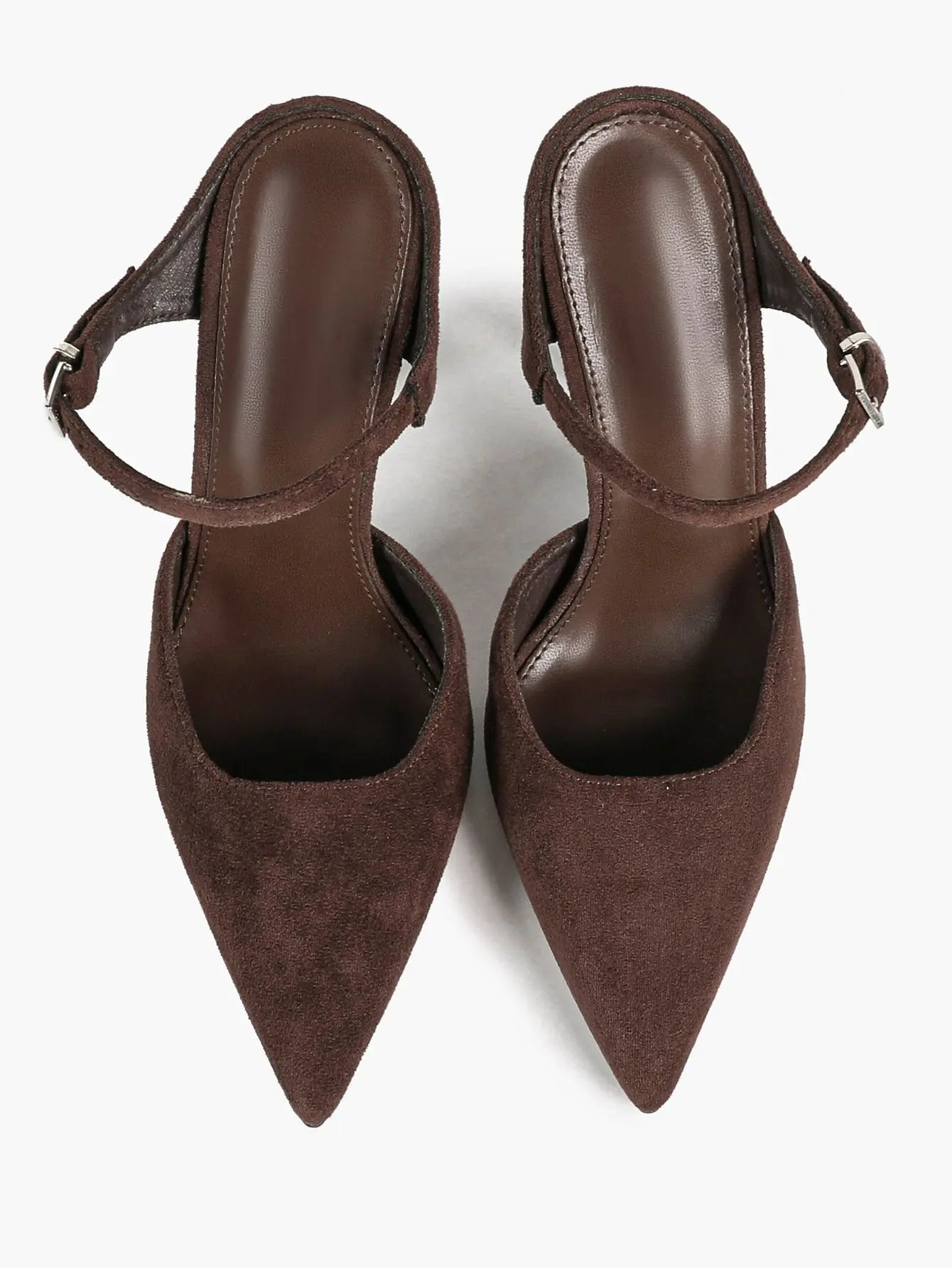 Women's Suede Pointed Toe D'Orsay Pumps Ankle Strap Stiletto High Heels with Buckle YISHIFAN