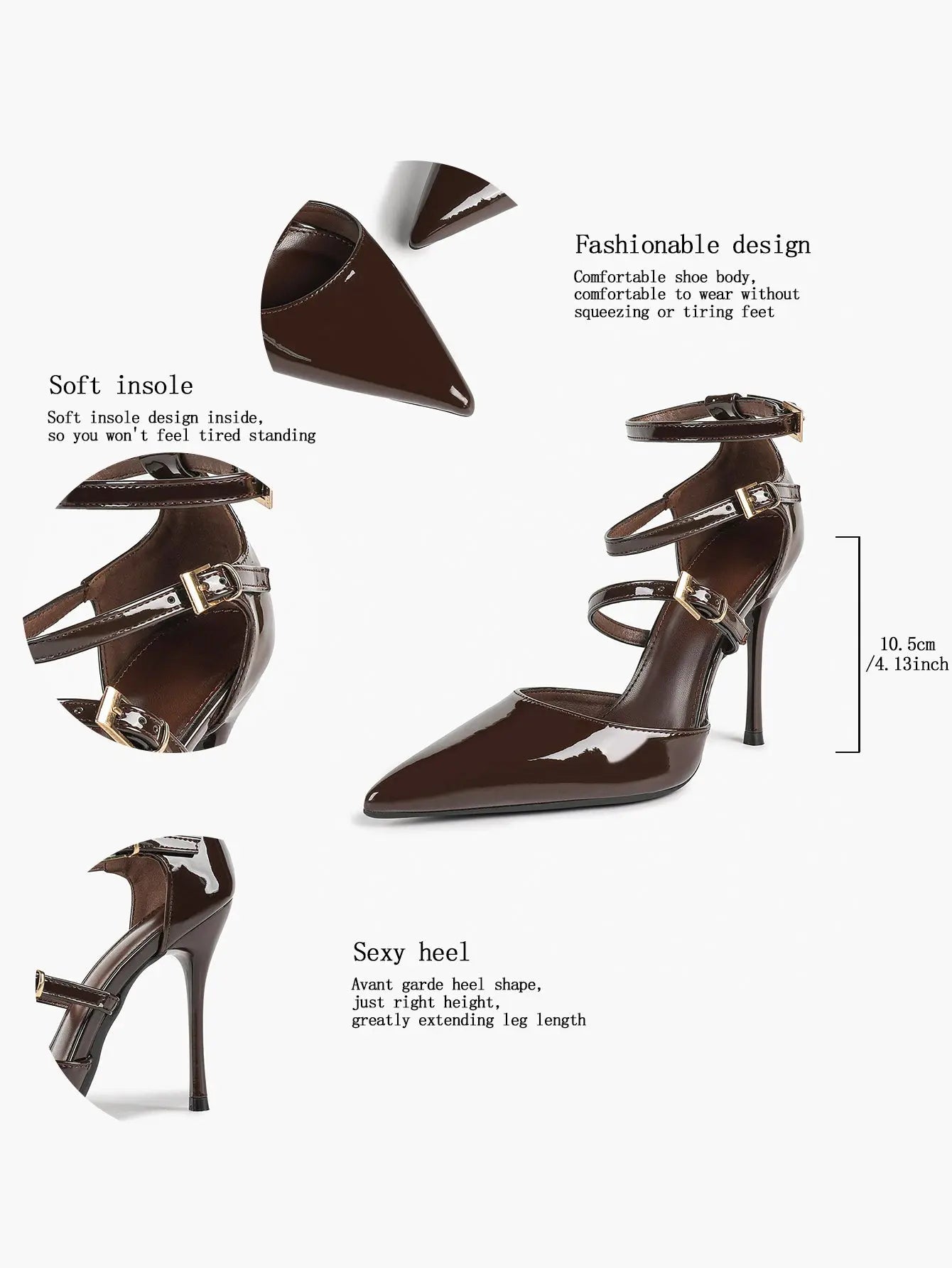 Cream Triple Ankle Strap Stiletto Pumps – Women’s Pointed Toe Cage Heel High Heels YISHIFAN