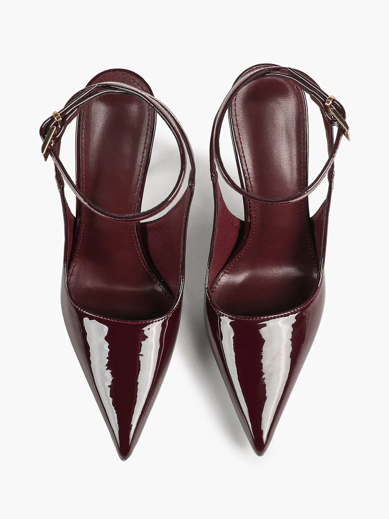 Wine Red Crinkle PU D’Orsay Ankle Strap Stiletto Slingback – Women’s Pointed Toe High Heels YISHIFAN