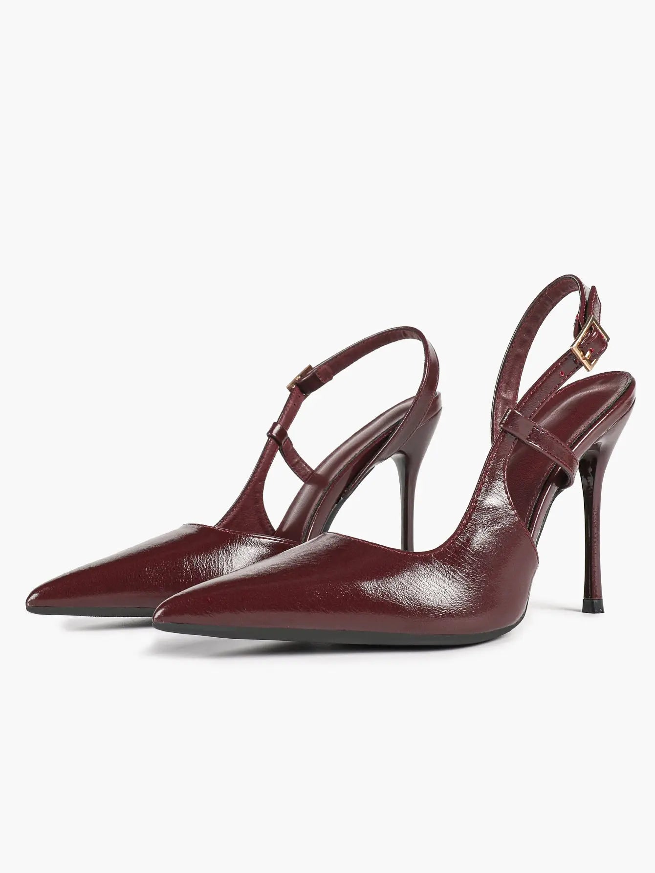 Women Closed Toe Slingback Heels Strappy Pointed Toe Stiletto Heels Wedding Party Dress Shoes YISHIFAN