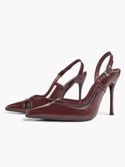 Closed Toe Slingback Heels Women Pumps Strappy Pointed Toe Stiletto Heels for Women Wedding Party Dress Shoes YISHIFAN