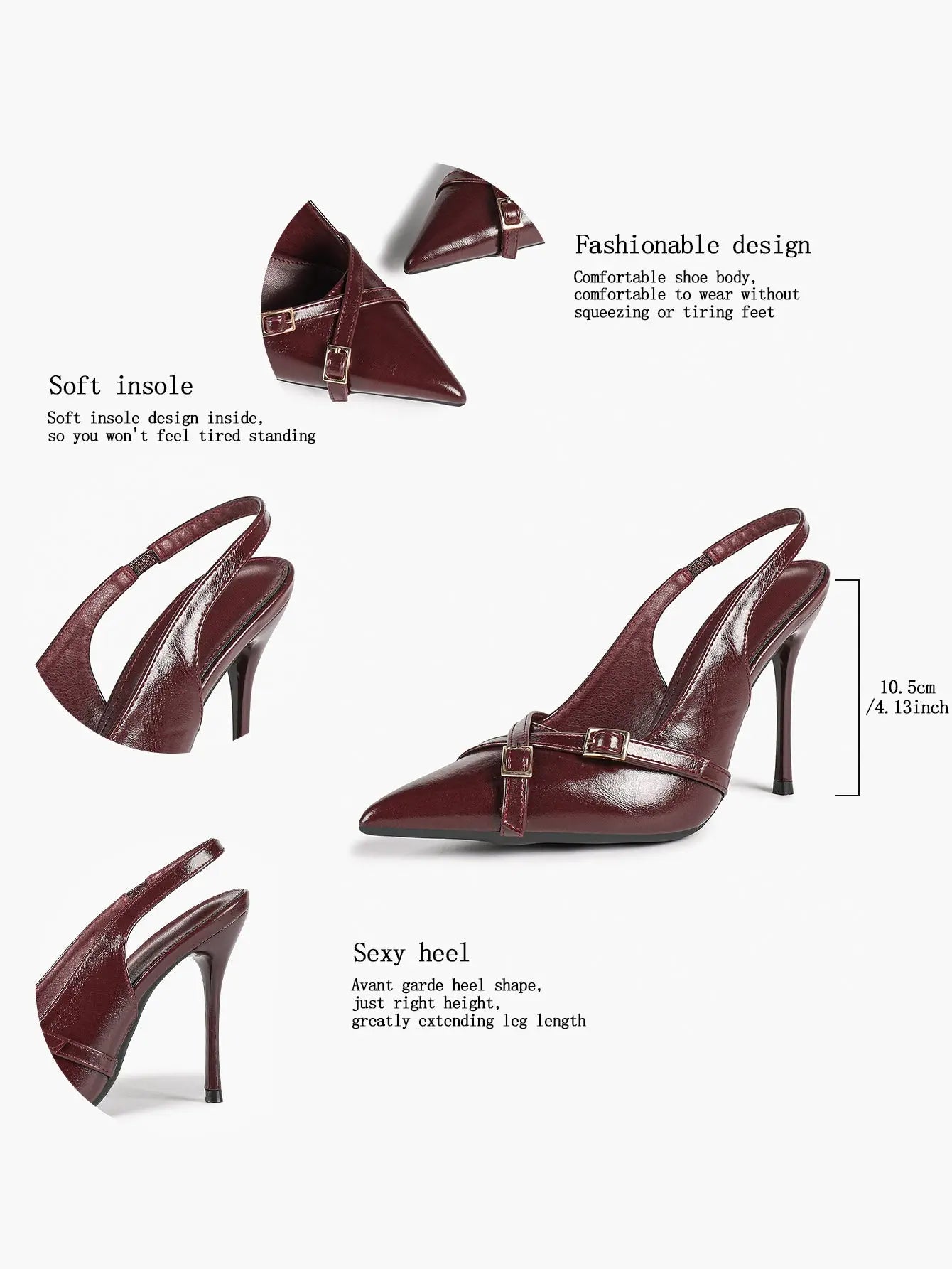 Women's Slingback Closed Pointed Toe Stiletto Wedding Work Comfortable Dress Shoes YISHIFAN