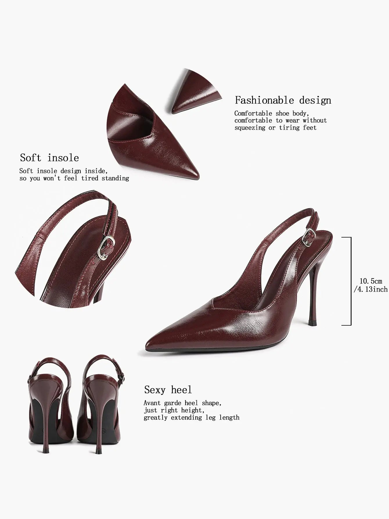 Women Closed Toe Slingback Heels Strappy Pointed Toe Stiletto Heels for Women Wedding Party Office Dress Shoes YISHIFAN
