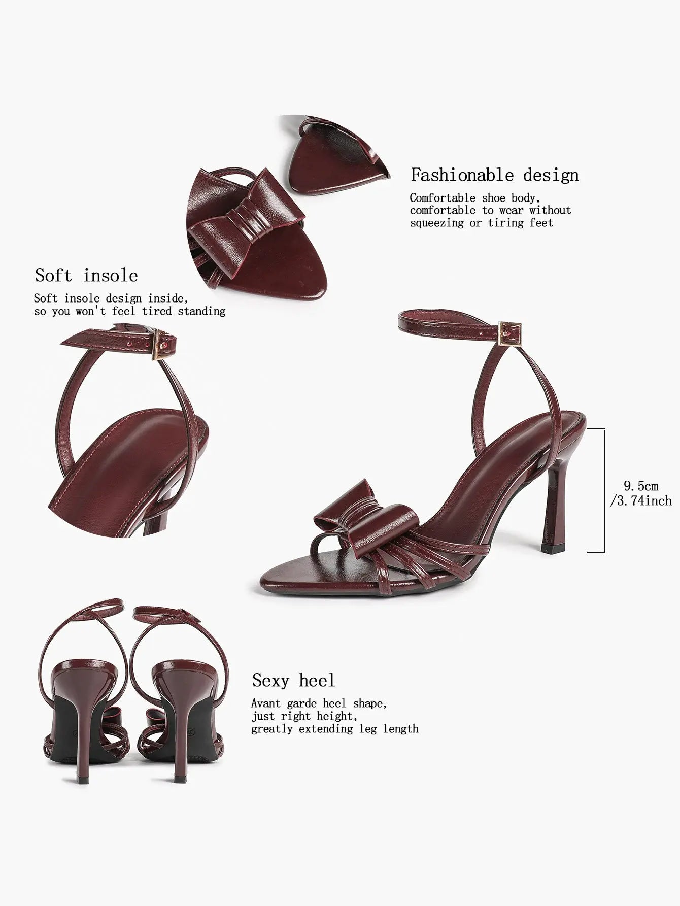 Bow Tie Heels Sandals Slingback Peep Toe Wedding Stiletto Heel Summer Cute Wedding Bridal Shoes YISHIFAN