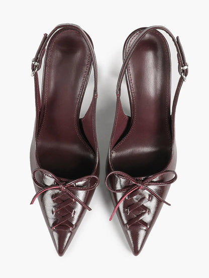 Slingback Pumps for Women Pointed Toe Bow Tie Stiletto Heels Dress Shoes Comfortable Sexy High Heels YISHIFAN
