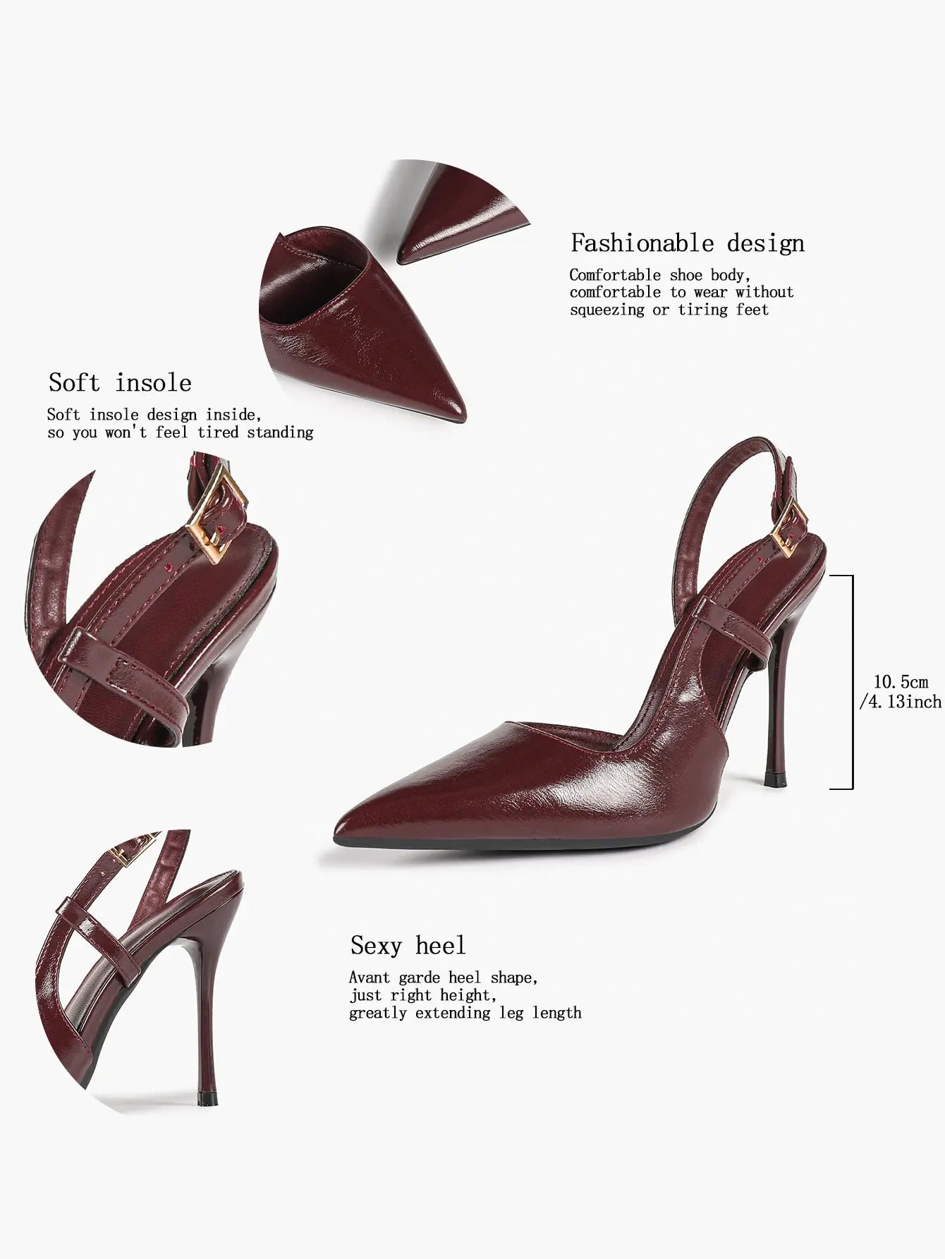 Women Closed Toe Slingback Heels Strappy Pointed Toe Stiletto Heels Wedding Party Dress Shoes YISHIFAN