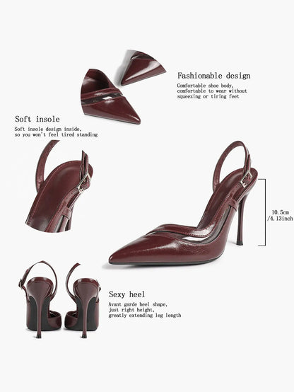Closed Toe Slingback Heels Women Pumps Strappy Pointed Toe Stiletto Heels for Women Wedding Party Dress Shoes YISHIFAN
