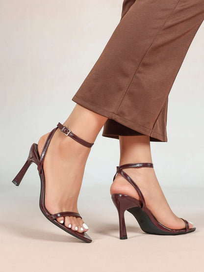 Women Pointed Peep Toe Strappy Heels Ankle Strap Stiletto Kitten Wedding Bridal Party Dress Shoes YISHIFAN