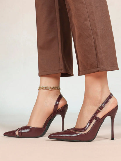 Closed Toe Slingback Heels Women Pumps Strappy Pointed Toe Stiletto Heels for Women Wedding Party Dress Shoes YISHIFAN