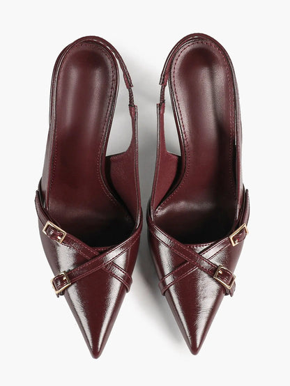 Women's Slingback Closed Pointed Toe Stiletto Wedding Work Comfortable Dress Shoes YISHIFAN