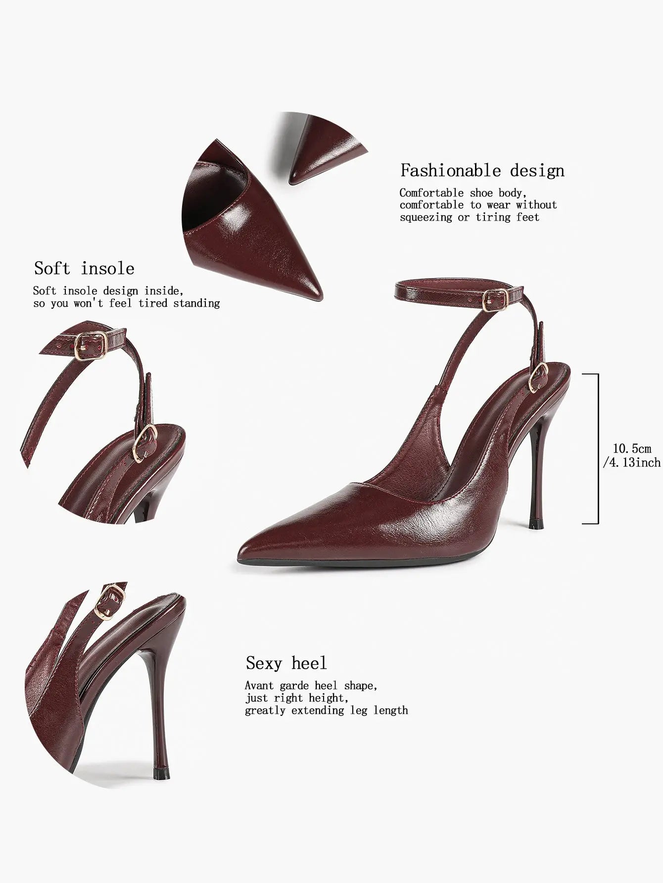 Women Pointed Toe Slingback Stiletto Heels Ankle Strap Dress Shoes Wedding Bridal Party Sexy High Heels YISHIFAN