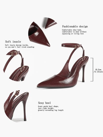 Women Pointed Toe Slingback Stiletto Heels Ankle Strap Dress Shoes Wedding Bridal Party Sexy High Heels YISHIFAN