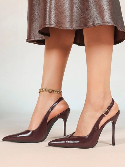Vintage Luxe Reimagined: Deep Green Pointed Slingbacks with Croc Texture & All-Day Soft Insole YISHIFAN