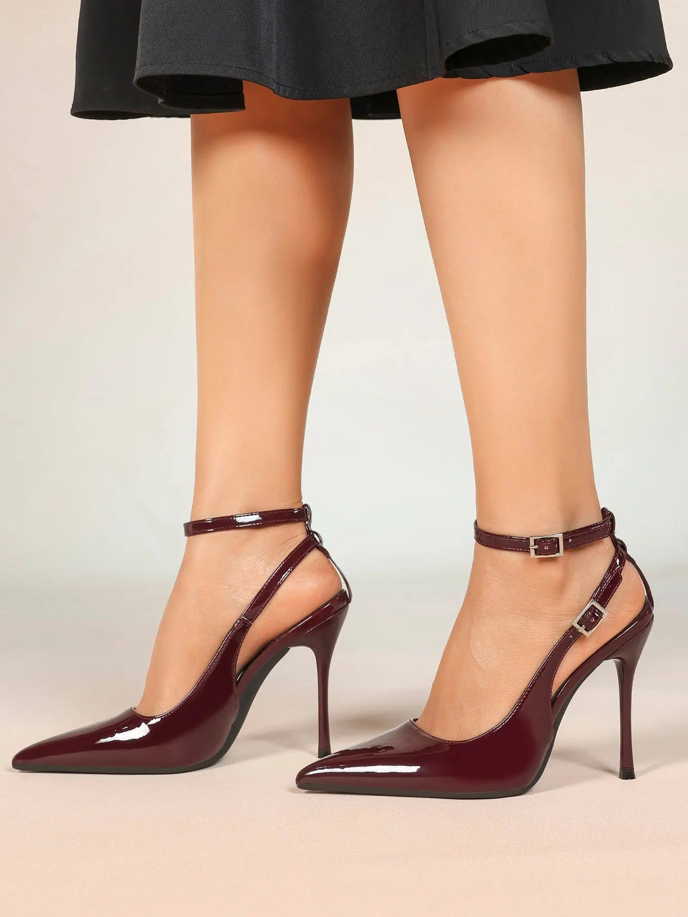 Ivory D’Orsay Double Strap Stiletto Heels – Women’s Pointed Toe Ankle Strap High Heels YISHIFAN