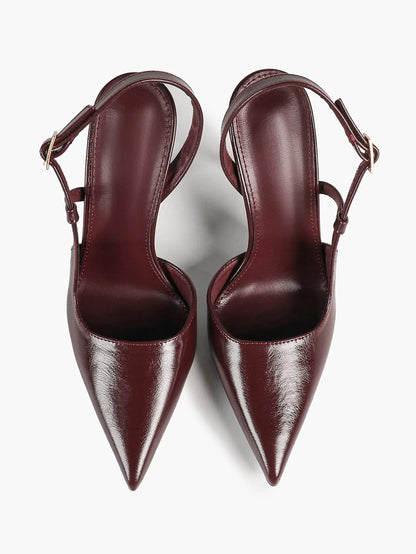 Women Closed Toe Slingback Heels Strappy Pointed Toe Stiletto Heels Wedding Party Dress Shoes YISHIFAN