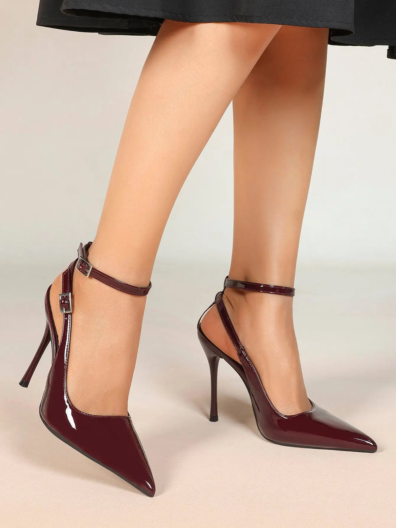 Ivory D’Orsay Double Strap Stiletto Heels – Women’s Pointed Toe Ankle Strap High Heels YISHIFAN
