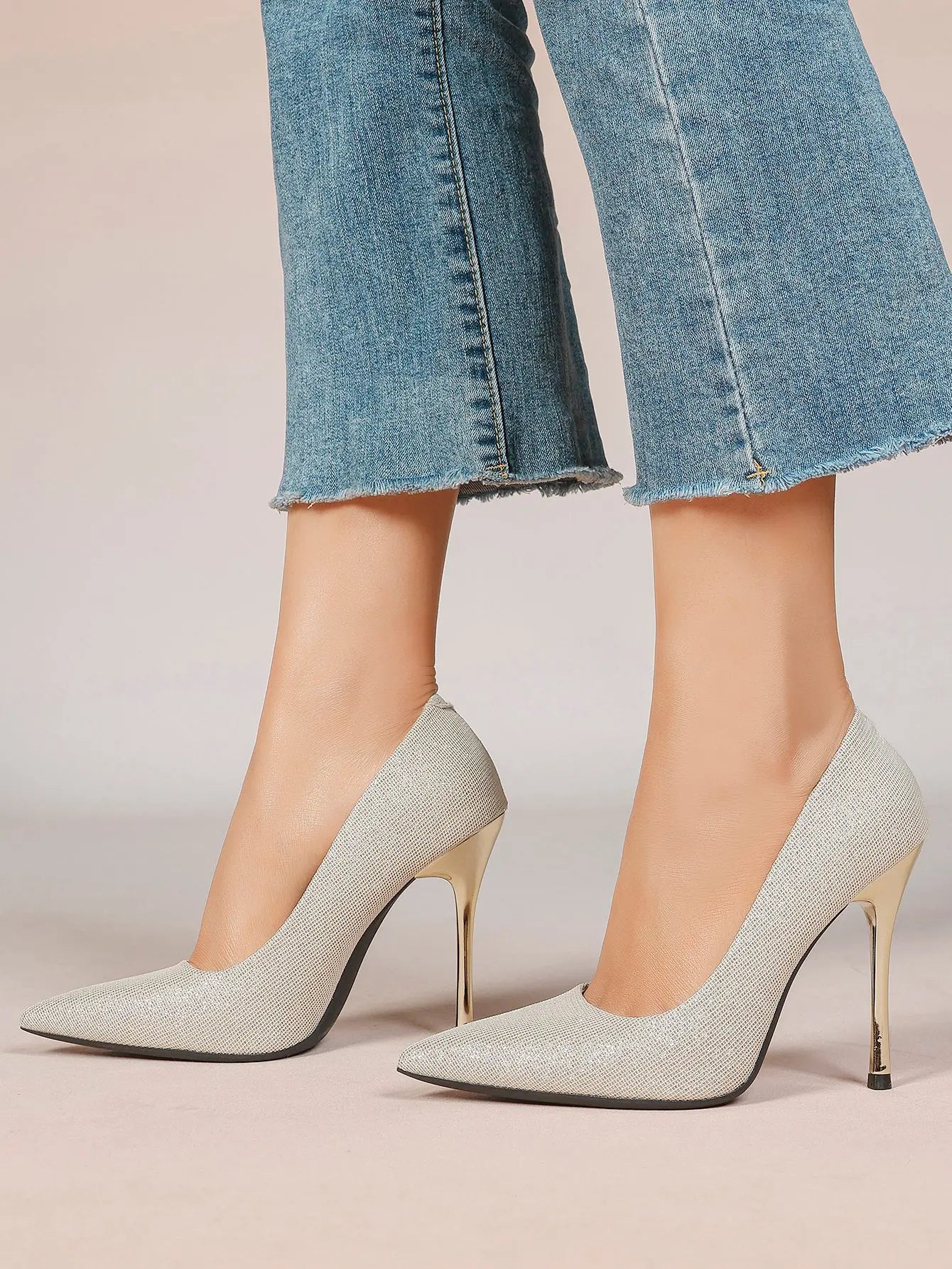 Women's Closed Pointed Toe Classic Stiletto Heels for Wedding Party Evening Dress Shoes YISHIFAN